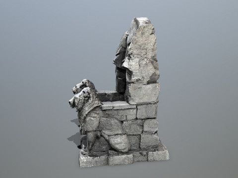 Lion Stone Throne Modelo 3D