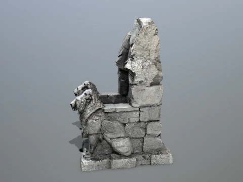 Lion Stone Throne 3D Model