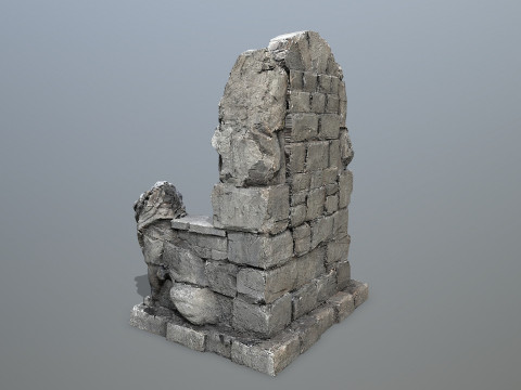 Lion Stone Throne Modelo 3D