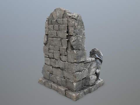 Lion Stone Throne Modelo 3D
