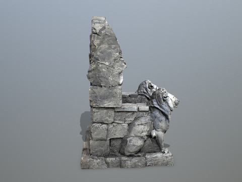 Lion Stone Throne Modelo 3D