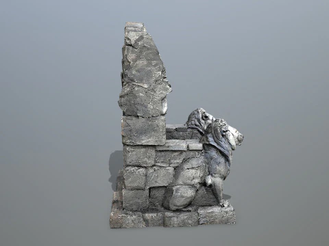 Lion Stone Throne 3D Model