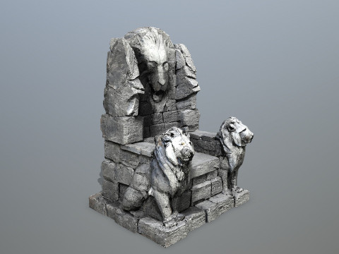 Lion Stone Throne Modelo 3D