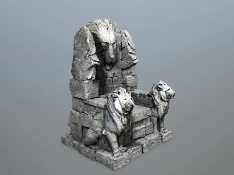 Lion Stone Throne 3D Model