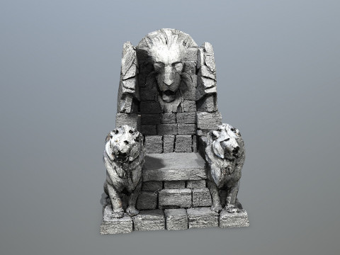 Lion Stone Throne Modelo 3D