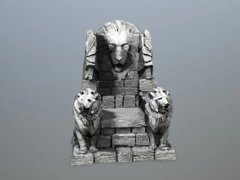 Lion Stone Throne 3D Model