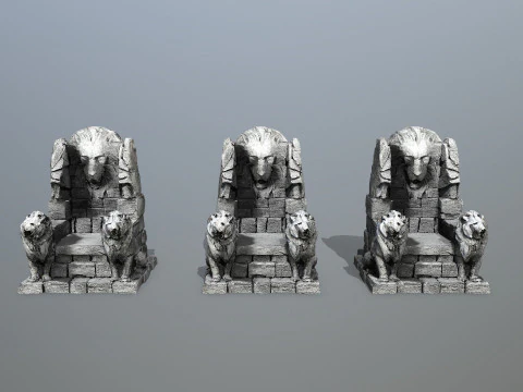 Lion Stone Throne 3D Model