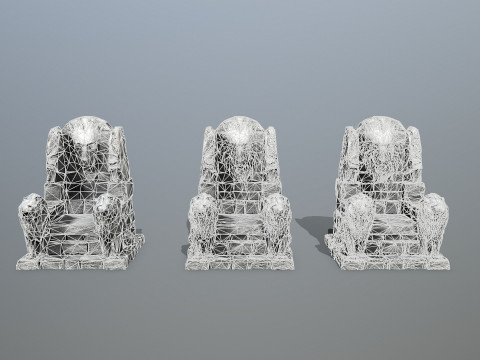Lion Stone Throne Modelo 3D