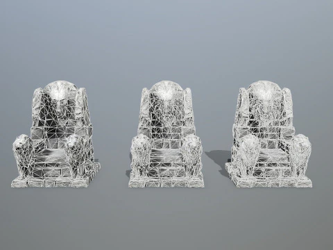Lion Stone Throne 3D Model