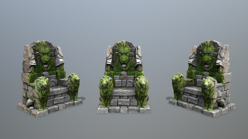 Lion Stone Throne Modelo 3D .c4d .max .obj .3ds .fbx .stl .blend 