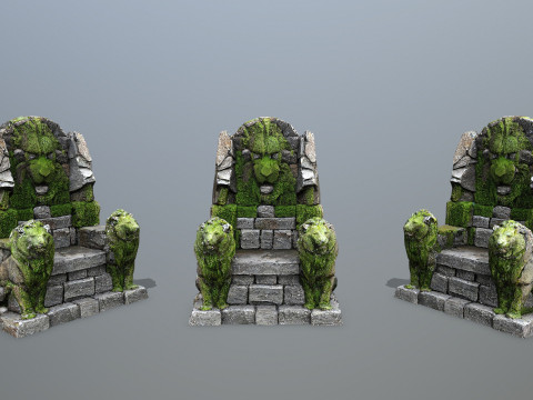 Lion Stone Throne 3D मॉडल