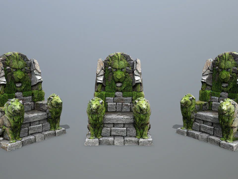 Trono di pietra del leone Modello 3D