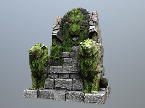 Lion Stone Throne Modelo 3D