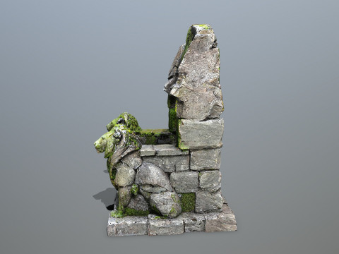 Lion Stone Throne Modelo 3D
