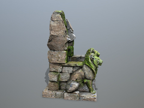 Lion Stone Throne Modelo 3D