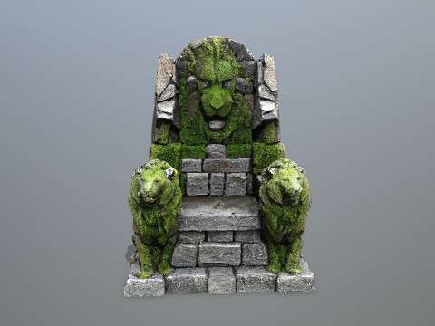 Lion Stone Throne Modelo 3D