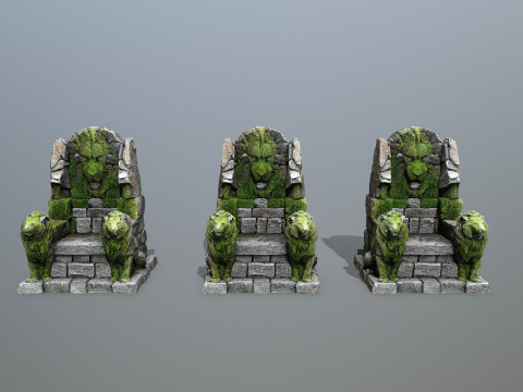 Lion Stone Throne Modelo 3D