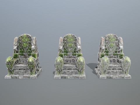 Lion Stone Throne Modelo 3D