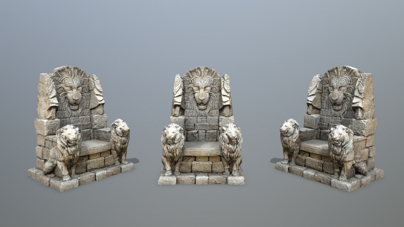 Lion Stone Throne 3D मॉडल .c4d .max .obj .3ds .fbx .stl .blend 