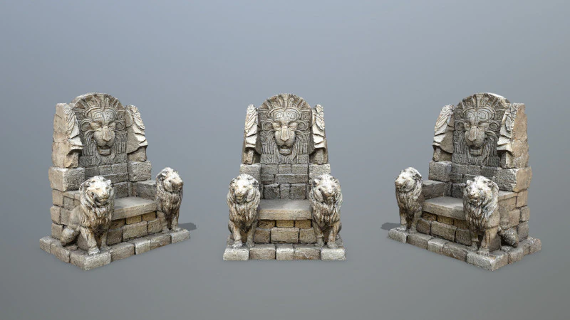 Lion Stone Throne 3D Model .c4d .max .obj .3ds .fbx .stl .blend