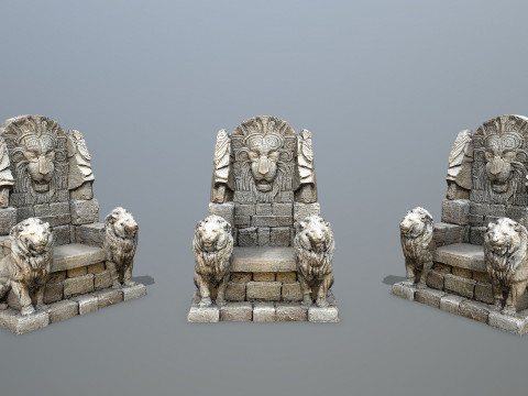 Lion Stone Throne 3D Model