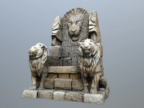 Lion Stone Throne 3D Model