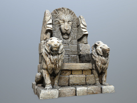 Lion Stone Throne 3D मॉडल