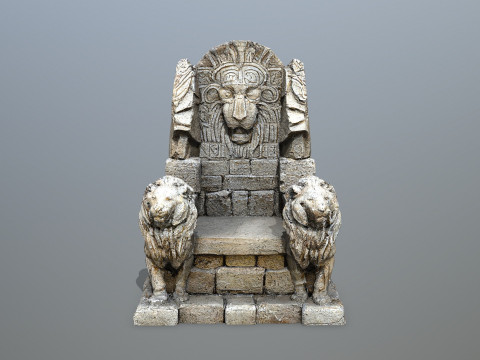 Lion Stone Throne 3D मॉडल
