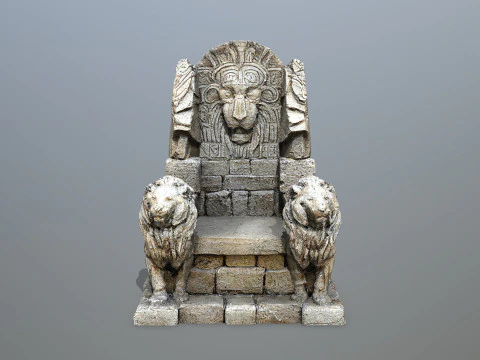 Lion Stone Throne 3D Model