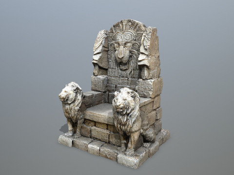 Lion Stone Throne 3D मॉडल