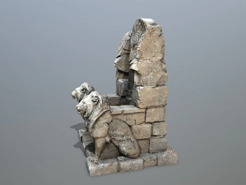 Lion Stone Throne 3D Model