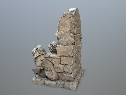 Lion Stone Throne 3D मॉडल