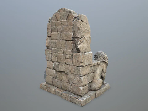 Lion Stone Throne 3D Model
