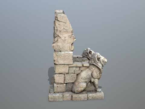 Lion Stone Throne 3D मॉडल