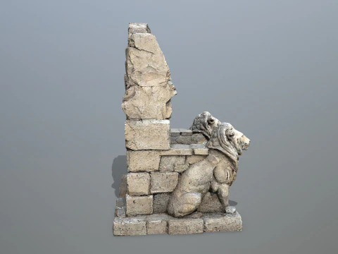 Lion Stone Throne 3D Model