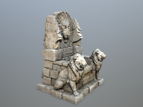 Lion Stone Throne 3D मॉडल
