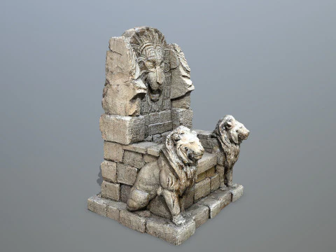 Lion Stone Throne 3D Model