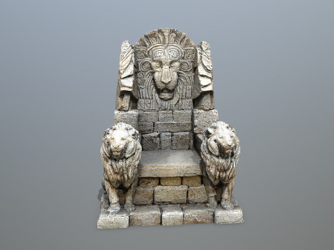 Lion Stone Throne 3D मॉडल