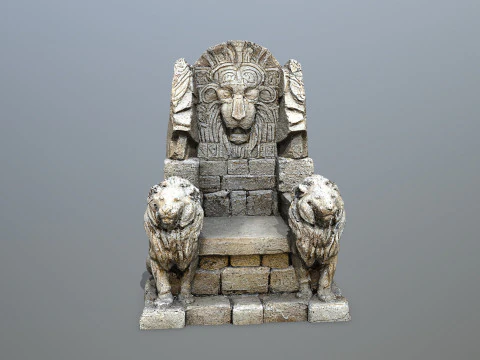 Lion Stone Throne 3D Model