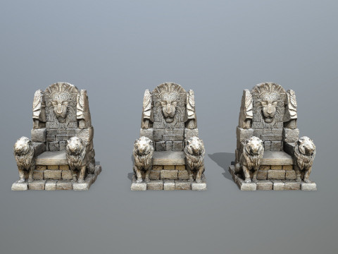 Lion Stone Throne 3D मॉडल
