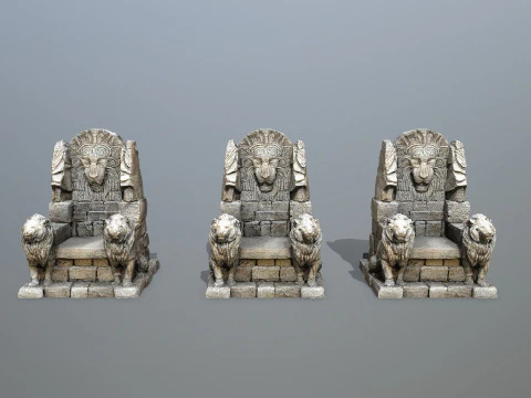 Lion Stone Throne 3D Model