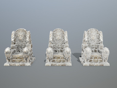 Lion Stone Throne 3D मॉडल