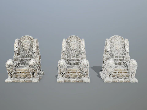 Lion Stone Throne 3D Model