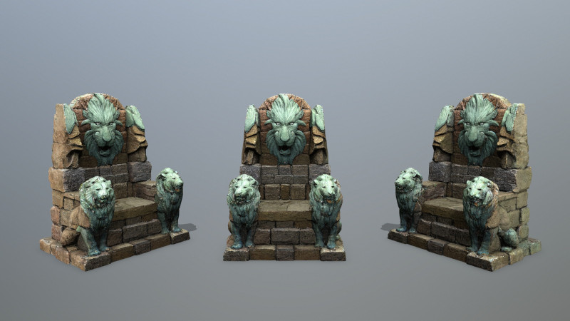 Lion Stone Throne 3D मॉडल .c4d .max .obj .3ds .fbx .stl .blend 