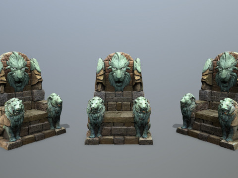 Lion Stone Throne 3D Model