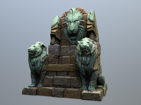 Lion Stone Throne 3D मॉडल