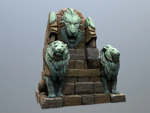Lion Stone Throne 3D Model