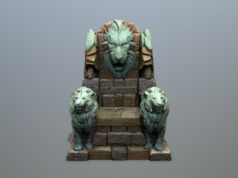 Lion Stone Throne 3D मॉडल