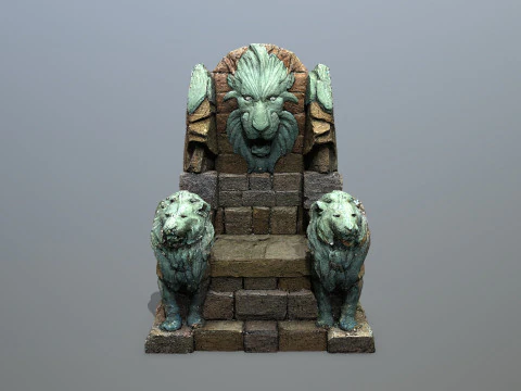Lion Stone Throne 3D Model