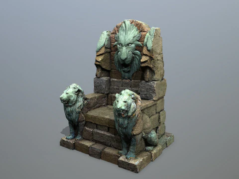 Lion Stone Throne 3D Model